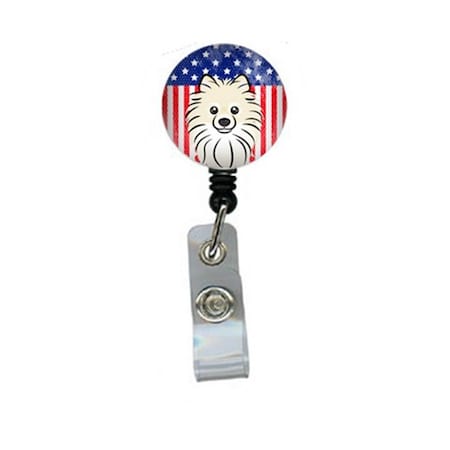 CAROLINES TREASURES American Flag and Pomeranian Retractable Badge Reel BB2137BR